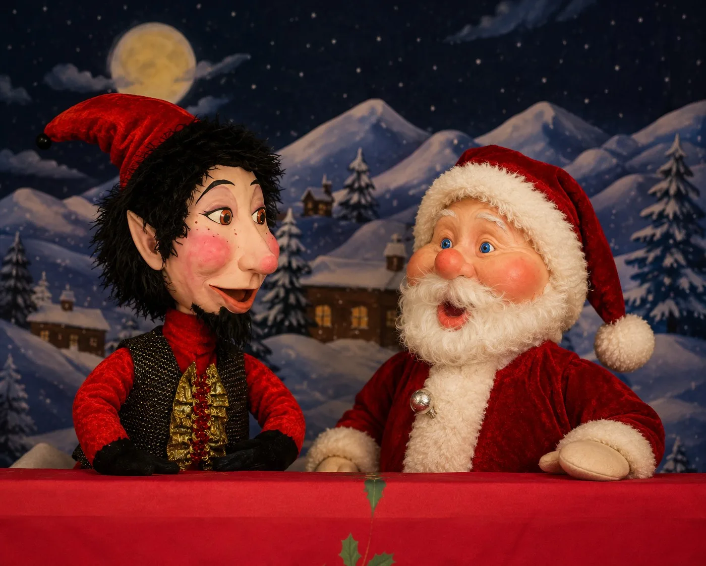 Le Père Noël et le Lutin coquin sur scène